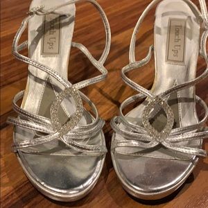 Silver rhinestone wedding heels